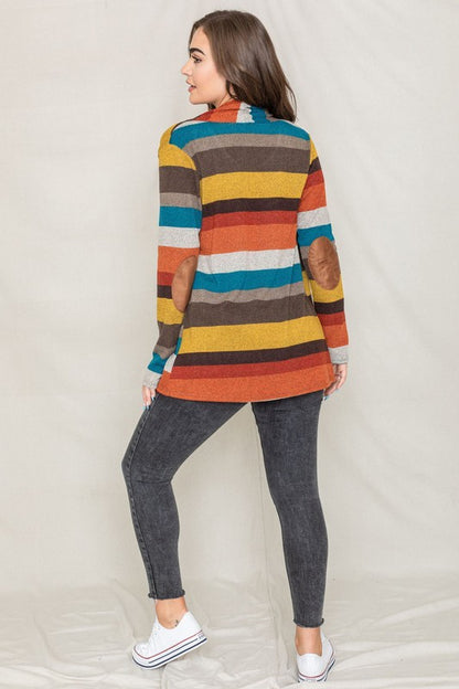 Stripe Elbow Patch Cardigan