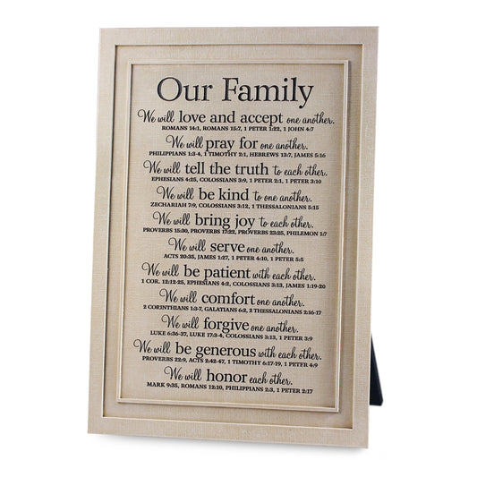 Tabletop Word Plaque Our Family 12"H