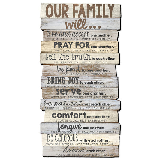 Wall Plaque Stacked Our Family 16.5"H