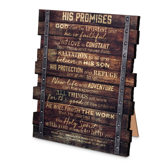 Tabletop Farmhouse Plaque His Promise 8"