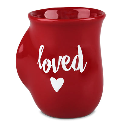 Handwarmer Mug Loved Heart Red 18oz