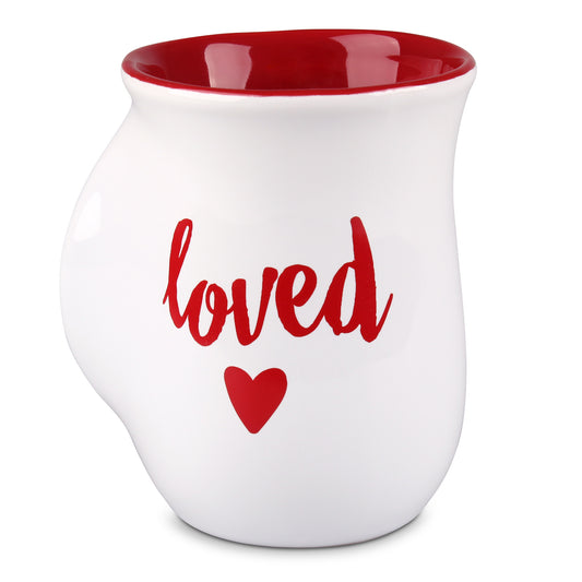 Handwarmer Mug Loved Heart White 18 Oz