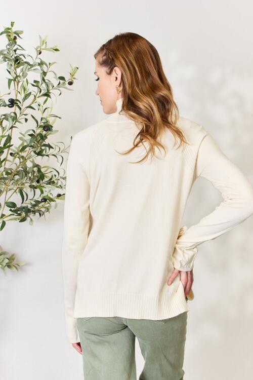 Heimish Full Size Ribbed Bow Detail Long Sleeve Turtleneck Knit Top