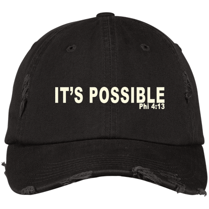 It's Possible Phi413 DT600 Embroidered Distressed Dad Cap