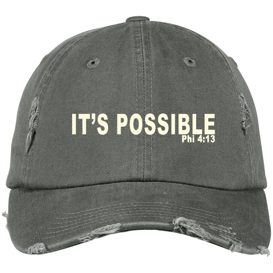 It's Possible Phi413 DT600 Embroidered Distressed Dad Cap