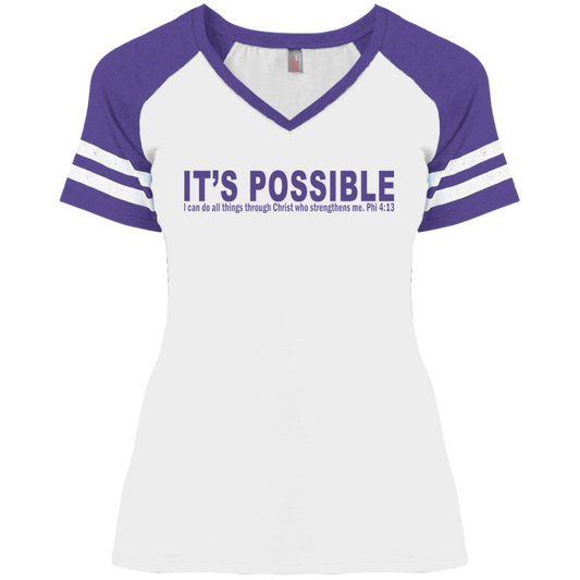 It's Possible Phi413 DM476 Ladies' Game V-Neck T-Shirt