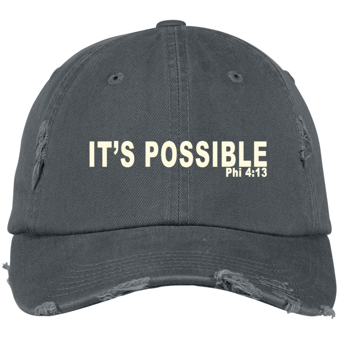 It's Possible Phi413 DT600 Embroidered Distressed Dad Cap