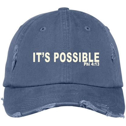 It's Possible Phi413 DT600 Embroidered Distressed Dad Cap