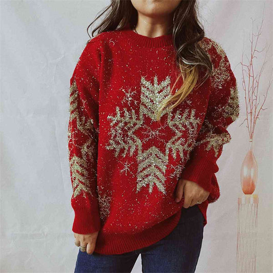 Snowflake Pattern Long Sleeve Sweater