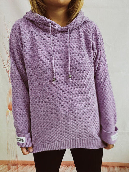 Drawstring Long Sleeve  Hooded Sweater