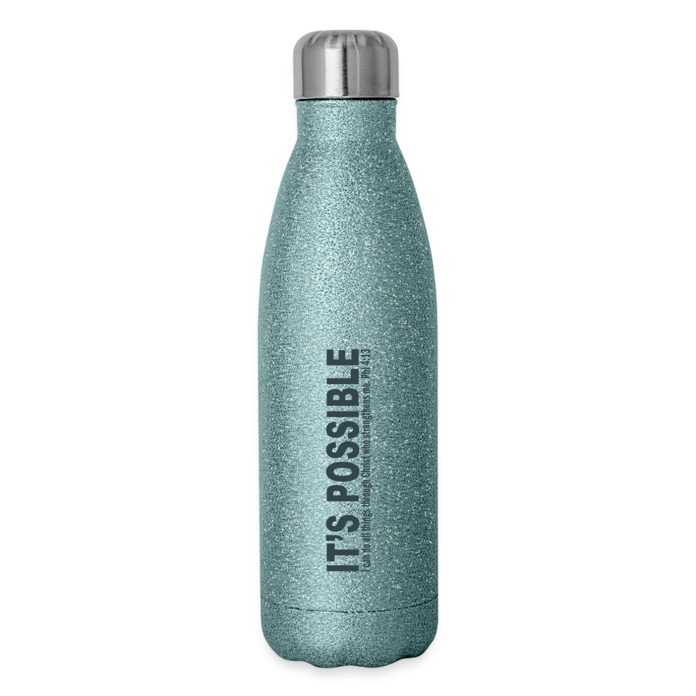 It's Possible Phi413 Insulated Stainless Steel Water Bottle - turquoise glitter