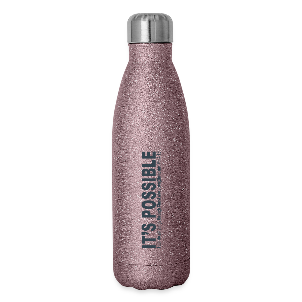 It's Possible Phi413 Insulated Stainless Steel Water Bottle - pink glitter