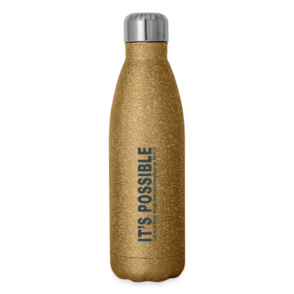 It's Possible Phi413 Insulated Stainless Steel Water Bottle - gold glitter