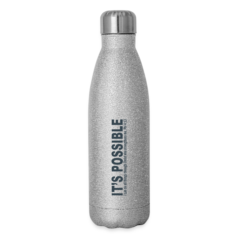 It's Possible Phi413 Insulated Stainless Steel Water Bottle - silver glitter